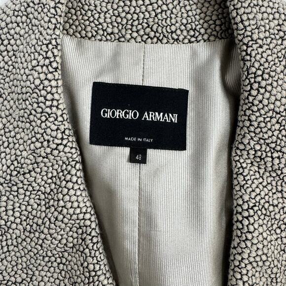 GIORGIO ARMANI Size 48 Bouclé Textured Blazer Classic Italian Luxury Old Money - Picture 3 of 8